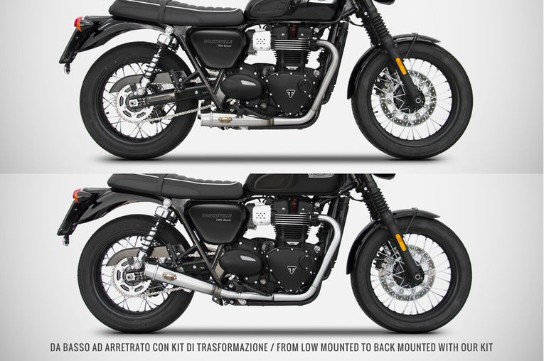 Scarico completo Zard per Bonneville T100 17-20 Kit Di Trasformazione In Scarico Arretrato Per Catalizzatore Di Serie 2017-2020