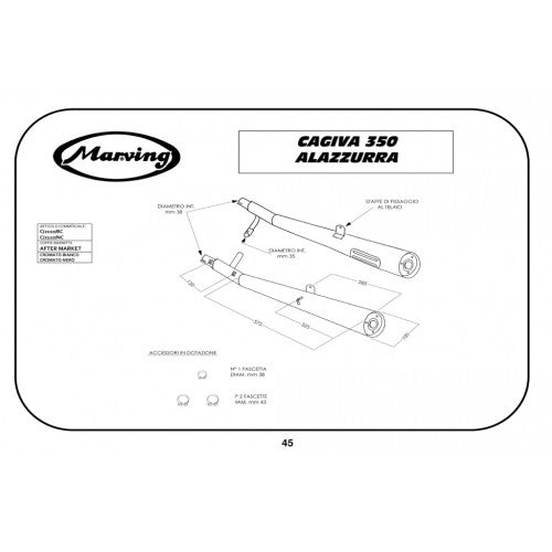 Marving Complete Exhaust for Marving C/2110/Bc Cagiva 350 Alazzurra