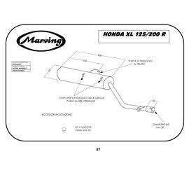 Scarico completo Marving per Honda Xl 125 R Monoammortizzatore