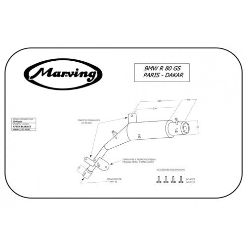 Marving full exhaust for Marving Edr/21/V Bmw R 80 Gs Paris Dakar