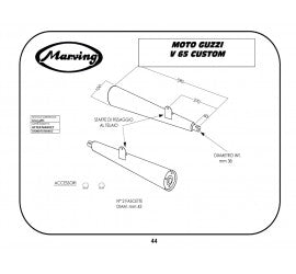 Marving Complete Exhaust for Moto Guzzi V 65 Custom 1982/1987