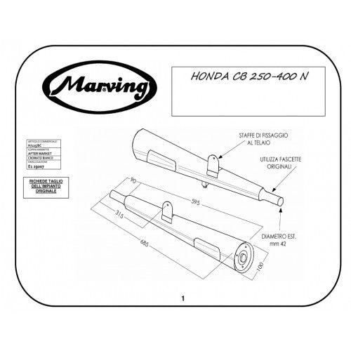 Scarico completo Marving per Honda Cb 250 N