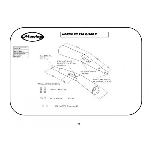 Marving Full Exhaust for Honda Cb 900 F Bol D'Or