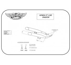 Marving Full Exhaust for Honda Vt 1100 Shadow