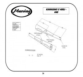 Scarico completo Marving per Kawasaki Z 400 G 1979