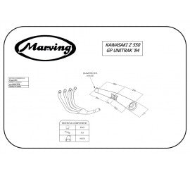 Marving Complete Exhaust for Kawasaki Z 550 Gp Uni-Track 1984