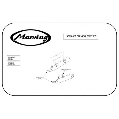 Marving Complete Exhaust for Suzuki Dr 800 Big 1991-