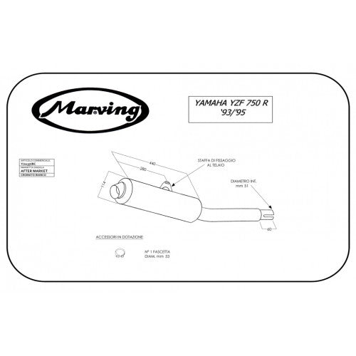 Scarico completo Marving per Yamaha Yzf 750 R 1993 1997